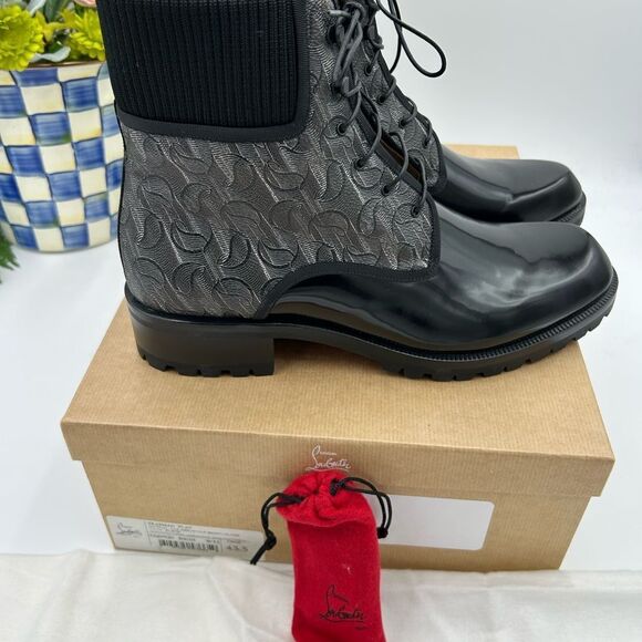 Men's Christian Louboutin Trapman leather boots size 43.5 made in Italy - Picture 9 of 10
